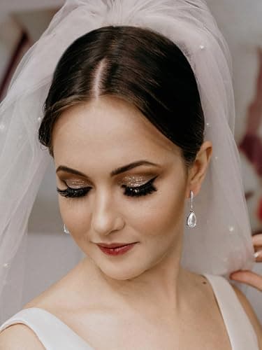 SWEETV Teardrop Wedding Bridal Earrings for Brides Birdesmaids, Silver Sparkly Cubic Zirconia Drop Dangle Earrings for Women Prom Jewelry Gifts view 4