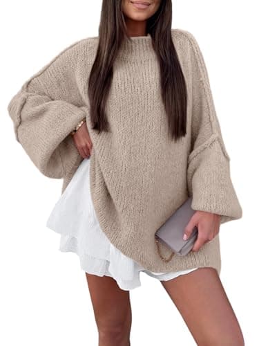 LILLUSORY Womens Oversized Mock Neck Batwing Chunky Fall Sweaters 2026 | Knit Cozy Comfort Soft Material, Casual Pullover, Daily Vacation Street Wear, Trendy Thick Winter Clothes — image 1