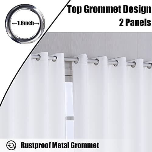 BONZER Waterproof Indoor/Outdoor Curtains for Patio - Thermal Insulated, Sun Blocking Grommet Blackout Curtains for Bedroom, Porch, Living Room, Pergola, Cabana, 2 Panels, 70 x 120 inch, White view 5