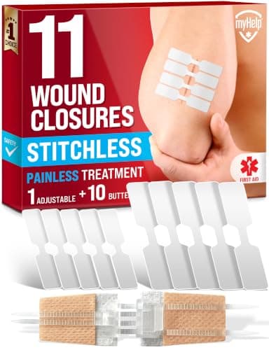 Emergency Wound Closure Strips - 11pk - 2 Types Easy to Use Butterfly Bandages - Stitchless & Painless Laceration Closure Kit — image 1
