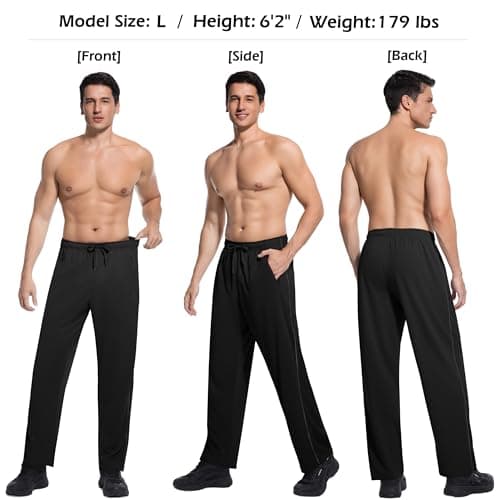 SACUIMAN 3 Pack Mens Athletic Sweatpants with Zipper Pockets,Workout Gym Running Jogging Training Pants for Men view 3
