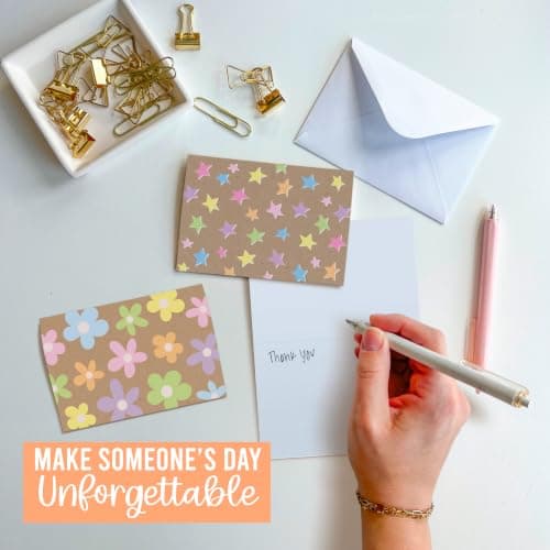 24 Blank Cards and Envelopes Blank Note Cards Stationery Designed in USA | Kraft Pastel 6 x 4 Greeting Card with Envelopes, Notecards and Envelope Set, Cute Card for All Occasion, Stationary Pack view 2