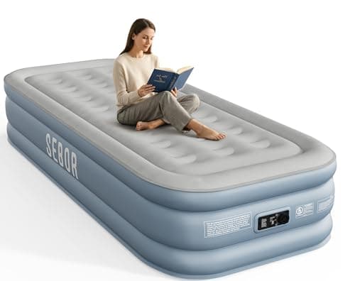 Sebor Air Mattress Twin with Built-in Pump 18", Comfortable Self-Inflating Blow up Mattress with High-Speed Pump, Durable Twin Size Air Mattress with Storage Bag for Guests, Moving, Camping, Travel — image 1