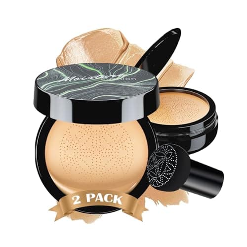 Mushroom Head Air Cushion CC Cream - BB Cream Face Makeup Foundation for Mature Skin Moisturizing Concealer Brighten Long-Lasting, Even Skin Tone for All Skin Types (2PCS Buff Beige) — image 1