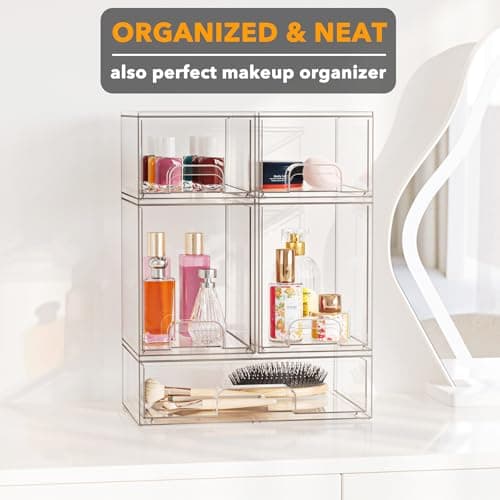 SpaceAid Bottle Storage Organizer Baby - Acrylic Bottles Station Organizer Container, Stackable Clear Drawers for Countertop, Vanity, Bathroom, Cabinet, Pantry Organization, 5 Pack, 2S2M1L, 15.4"H view 6