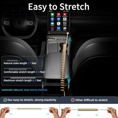 KEDESO 240W PD Fast Charging Car Cable, Retractable 4-in-1 Coiled Charger Cord for iPhone 16 15 14 13 Pro Max, Samsung S24 Ultra, iPad, Tablet, Kindle - Road Trip Essentials for Family & Rideshare view 5