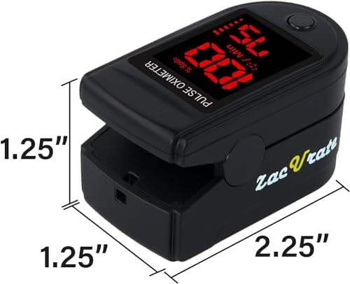 Zacurate Pro Series 500DL Fingertip Pulse Oximeter Blood Oxygen Saturation Monitor with Silicone Cover, Batteries and Lanyard (Royal Black) view 3