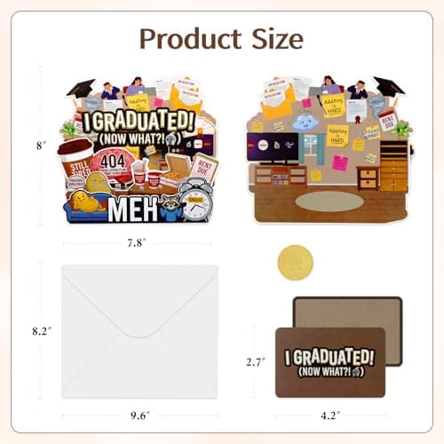 FaCraft Funny Graduation Cards - Relatable Meme I Graduated Now What Adulting is Hard Gifted Kid Burnout I'm Just a Girl/Guy 404 Error Future Not Found - 5-Layer Pop Up for Bestie Class of 2026 view 5
