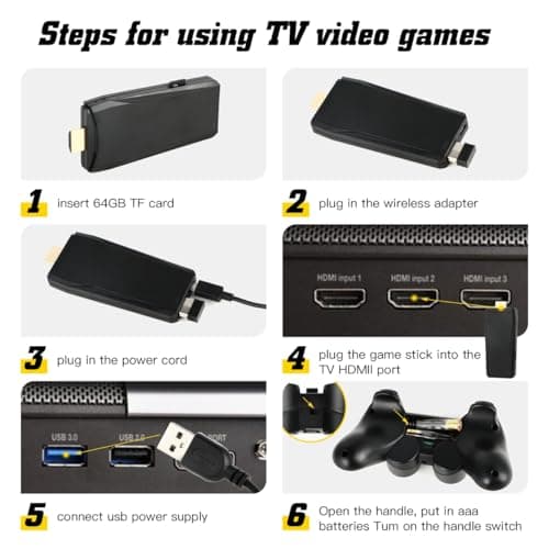 Retro Game Console, Wireless Retro Game Console, Built-in 9 Emulators, 4K HDMI Output, Dual 2.4GHz, Built-in 25200 Games, Plug and Play Video Games, Black view 2