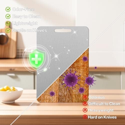 Coufonk Titanium Cutting Board Set of 3, Kitchen Chopping Boards Dishwasher Safe, Pure Ti Metal Material Cut Board Nonslip Double Sided for Houseware Outdoor Large+Medium+Small view 5