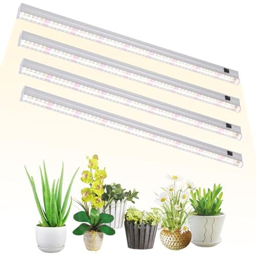 DingChen T5 Grow Lights, 2FT 60W (4×15W, 500W Equivalent), Full Spectrum Grow Lights for Indoor Plants, 4000K, Plug and Play, Easy to Install, for Greenhouse & Plant Shelves (4 Pack) — image 1
