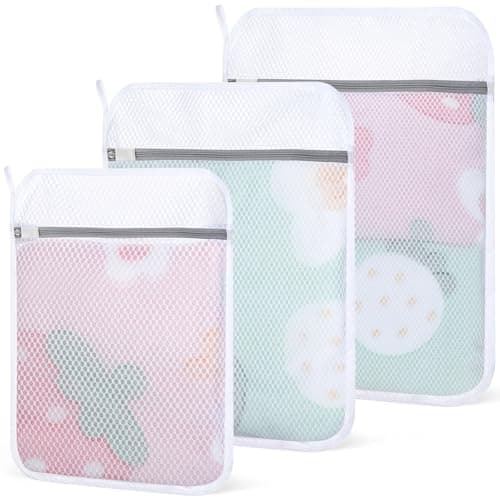 Dntorx 3 PCS Durable Honeycomb Mesh Laundry Bags for Delicates with Zipper, Reusable Laundry Bag Mesh Wash Bags for Washing Machine for Clothes, Shoes, Socks, Underwear, Bra (M + L + XL, White) view 1