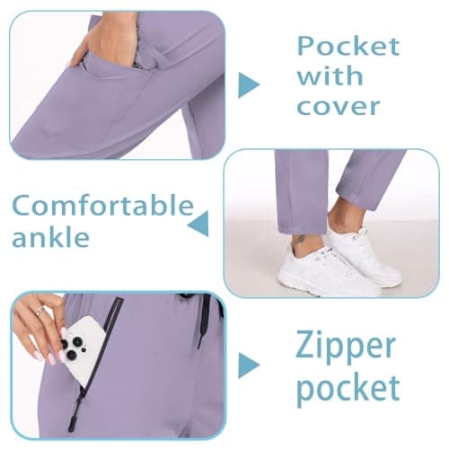 Hiking Pants Women UPF 50+ Cargo Quick Dry Water Resistant Elastic Waist 4 Pockets Lightweight Travel Work Casual Running view 5