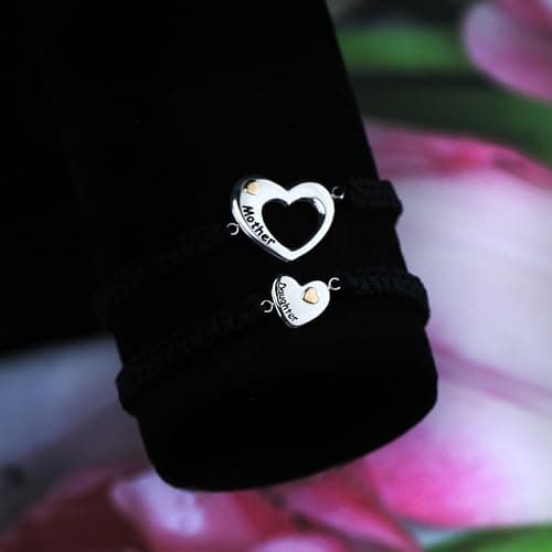 YLWJSP Mother’s Day Gifts Jewelry Mother and Daughter Bracelet Set Heart Matching Wish Bracelets for Mom Daughter view 3