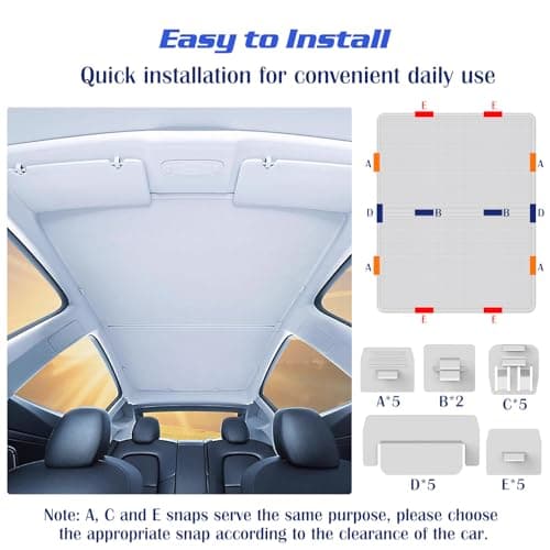 Ortiny 2025 Upgrade Tesla Model Y Sunshade Roof [No Gaps, No Sag] Heat Insulation Foldable Glass Roof Sun Shade with Nano Ice-Crystal Coatings, Accessories for Tesla Model Y 2020-2025, Tesla Interior view 5