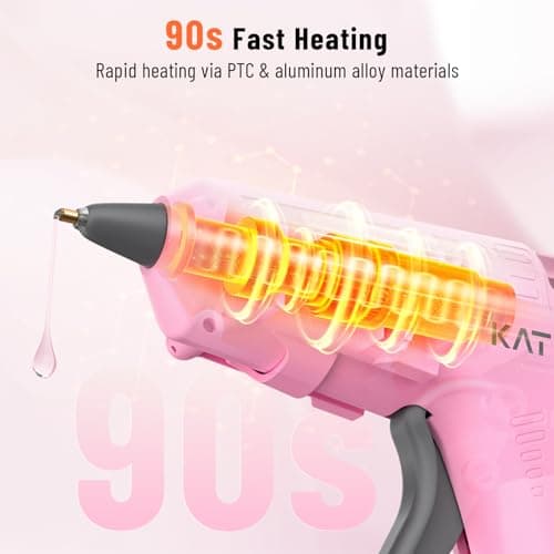 Katerk 3.7V Cordless Hot Glue Gun Kit, 90s Fast Heating, Mini Glue Gun with 15 Glue Sticks, USB-C Rechargeable with 2000mAh Built-in Battery, Ideal for DIY, Gift Making, School Crafts & Repairs (Pink) view 3