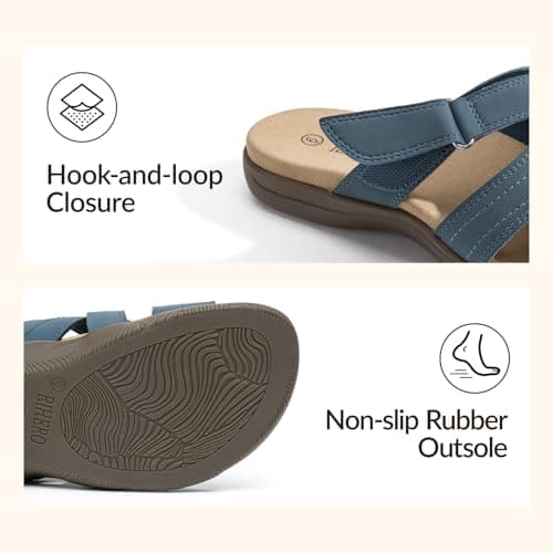 Rihero Women's Orthopedic Slide Sandals with Arch Support Orthotic Comfortable Adjustable Flat Sandals for Daily Work Walking view 4