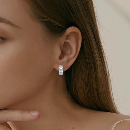 Star Earrings for Teen Girls Women - Sterling Silver Hypoallergenic Cubic Zirconia Loop Earrings Lightweight Star Shaped Earring Gifts for Daughter Granddaughter Niece Christmas view 2