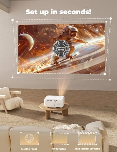 Outdoor Projector with WiFi and Bluetooth, Movie Projector 4K Built-in Apps | Ultra-Bright & 1k+ Official Apps, Electric Focus & 4P Keystone, Lisowod Smart Portable Proyector for Backyard, Home Cinema view 6