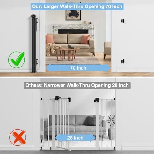 PRObebi Retractable Baby Gates for Stairs & Doorways, Dog Gate 0-54" W × 34" H, Black view 5