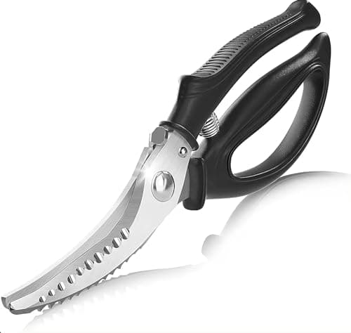Heavy Duty Kitchen Chicken Scissors,Stainless Steel Multipurpose Kitchen Spring Loaded Meat Shears Poultry Shears with Anti-Slip Handle,Easier Cutting Fish Meat Bone Chicken (BLACK) — image 1
