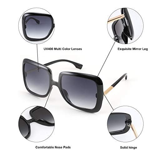FEISEDY Oversized Square Women Sunglasses Thick Frame Gradient Glasses B4030 view 5