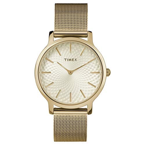 Timex Women's TW2R36100 Metropolitan Skyline Gold-Tone Stainless Steel Mesh Bracelet Watch
