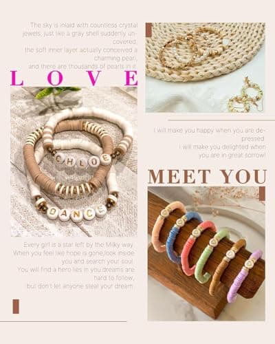 Sistenia 20,000 Pcs Clay Beads Bracelet Making Kit, 120 Colors 6 Boxes Polymer Beads Spacer Heishi Beads & Jewelry Kit with Pendant Charms Elastic Strings, Crafts Gift for Kids Adults view 6