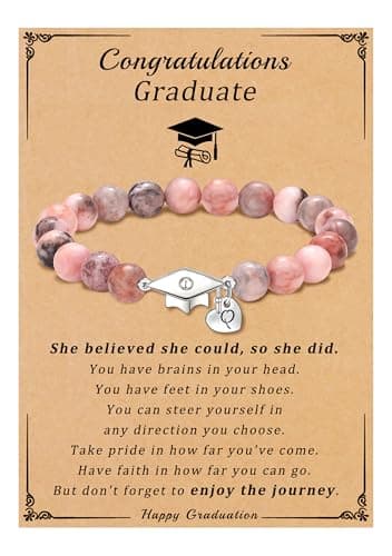 Sistble 2026 Graduation Gifts Class of 2026 Gifts A-Z Initial Graduation Bracelets for Her College High School 8th 6th 5th Grade Graduation Gifts Graduation Cap Decorations Inspirational Jewelry — image 1