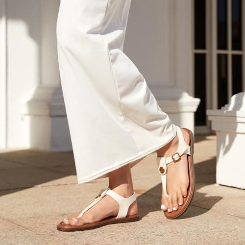 Stratuxx Kaze Womens Flat Dress Shoes Fashion Soft Comfort Sandals For Women Dressy Ladies Slides Open Toe Sandals Wide Flats T Strap Thong Flip Flops view 2