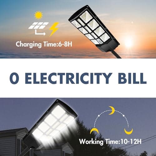 Solar Street Light Outdoor 120,000LM, 240° Wide Angle Motion Sensor, IP65 Waterproof Security Light with Remote Control for Yard, Parking Lot, Road,Swimming Pool,Farm Lighting Lámparas Solar Exterior view 5