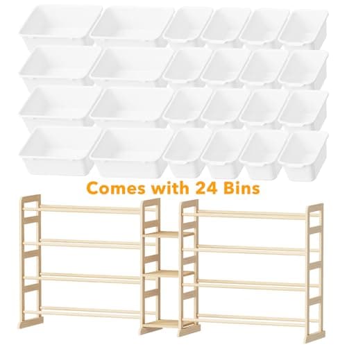 SpaceAid Large Toy Storage Organizer with 24 Bins and 3 Shelves, Toy Organizers Storage Bookshelf, Kids Bin Shelf Box Bookcase for Bedroom Playroom Organization Room Decor, White view 6