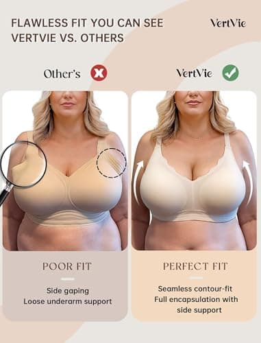 Vertvie Womens Supportive Wireless Push Up Seamless Bras No Underwire Full Coverage Comfortable Sports T-Shirt Bra(Skin,X-Large) view 4