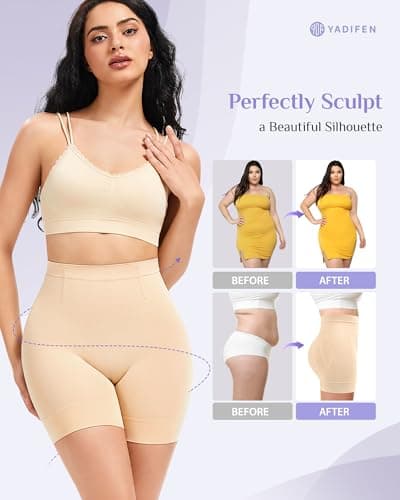 YADIFEN Shapewear for Women Tummy Control, Mid Waist Body Shaper Shorts Butt Lifting Seamless Shapewear Under Dresses view 4