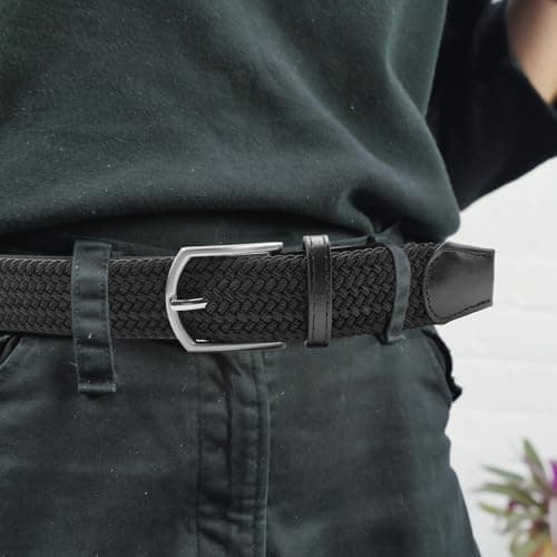 Myfunc 2Pack Belts No Holes Golf Jeans Pants Casual Stretchy Elastic Braided Woven Belt for Mens Boys Womens Girls view 5
