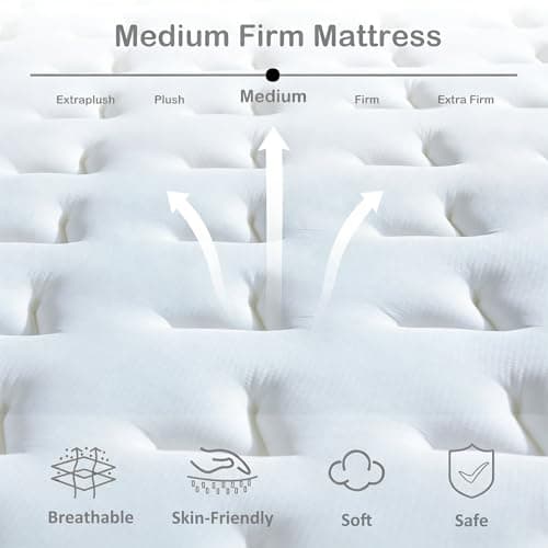 Laccard Queen Mattress,12 Inch Medium Firm Hybrid Queen size Bed Mattress, Memory Foam Mattresses in a Box for Pressure Relief, Individual Pocket Spring-Motion Isolation with Edge Support, CertiPUR-US view 2
