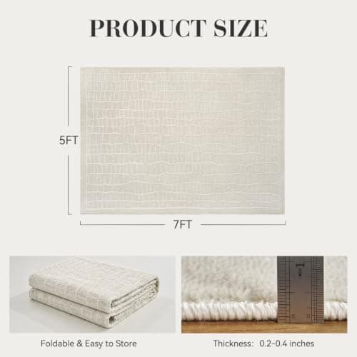 RESARE 5x7 High Low Pile Washable Area Rug for Living Room Bedroom, Beige view 2