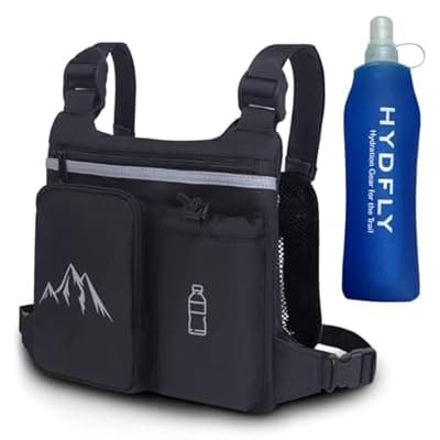 KINGSLONG Chest Pack Running Vest with Hydration Bottle, Reflective Gear Sport Chest Bag for Men Women