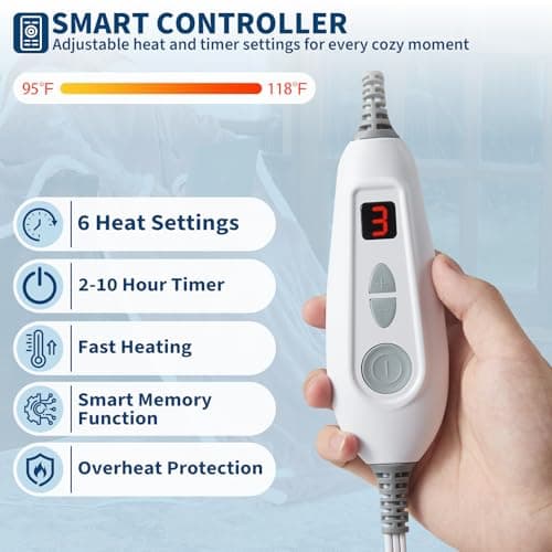 GarveeHome Wearable Heated Blanket with Foot Pocket & Sleeves, Electric Snuggle Throw Blankets, Flannel & Sherpa, 6 Heat Settings & 2–10 H Auto Shut-Off, 50"×70"+18", Pink view 3