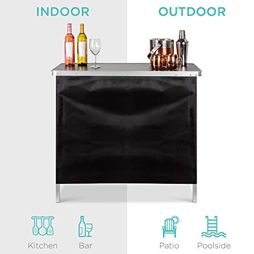 Best Choice Products Portable Pop-Up Bar Table for Indoor, Outdoor, Party, Picnic, Tailgate, Entertaining w/Carrying Case, Storage Shelf, Removable Skirt view 6