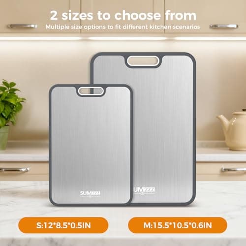 Titanium Cutting Board Double Sided Food Grade, Pure Titanium/PP for Kitchen, Cutting Board Easy to Clean[15.5”*10.5”+12”*8.5”] view 5