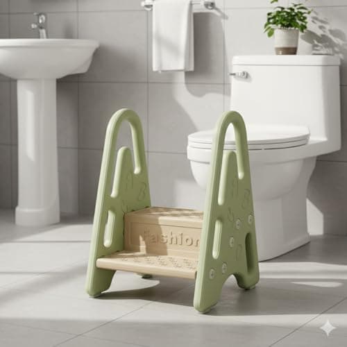 Toddler Step Ladder Step Stool for Toddler, Kids Bathroom, Kitchen and Toilet Potty Training Learning Tower Helper with Handles(Green) view 2