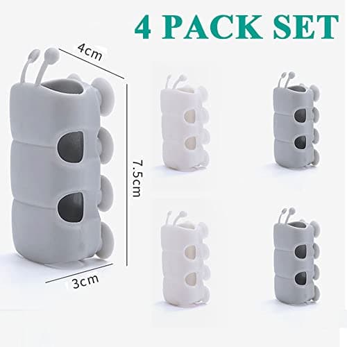 4 Pack Vacuum Suction Cup Shower Head Holders, Junvaia Silicone Strong Suction & Waterproof Showerhead Holder, Bathroom Handheld Shower Holder, Removable Wall Mounted Suction Bracket (2 White, 2 Grey) view 2