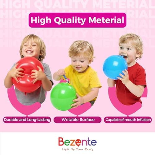 Bezente Assorted Rainbow Latex Balloons, 100 Pack 12 inch Round Helium Bright Color Balloons for Birthday Bridal Shower Wedding Party Decorations view 5