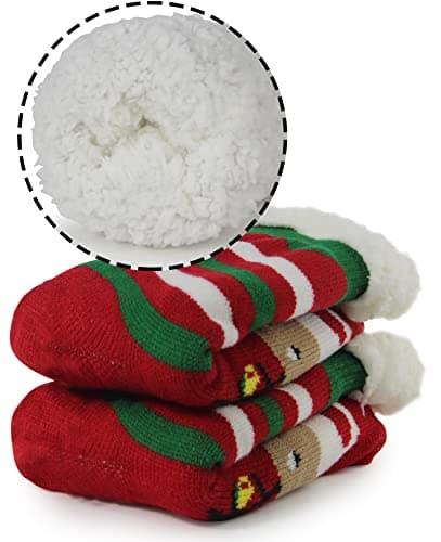 BenSorts Women Winter Thick Slipper Socks with Grippers Non Slip Warm Fuzzy Socks Christmas Gifts view 2