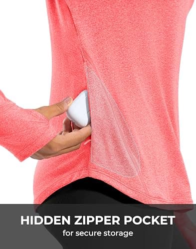 G Gradual Long Sleeve Workout Tops for Women Quick Dry Lightweight Running Athletic Shirts with Zip Pocket Moisture Wicking view 4