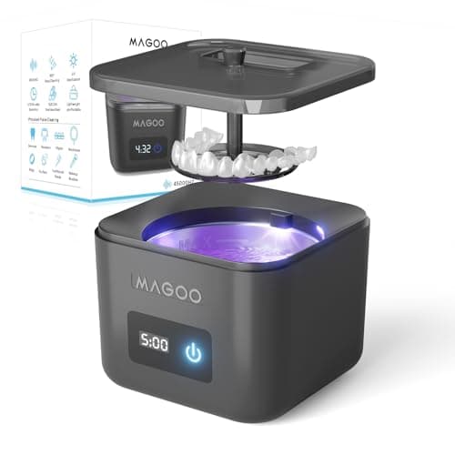 Ultrasonic Retainer Cleaner Machine, Denture Cleaner for Aligners Night Guards Braces Mouth Guards Toothbrush Heads，All-in-One Dental & Jewelry Cleaner, 45kHz 200ML, Dual Modes — image 1