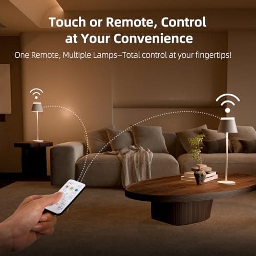 Cordless Table Lamp Set of 2 with Portable USB Rechargeable Dock, LED Wireless Touch Desk Lamps with Remote, 3 Color Stepless Dimmable, for Bedroom Night Lights Dining Outdoor Patio Restaurant view 2