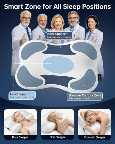 Cervical Neck Pillow, Memory Foam Pillows for Side/Back/Stomach Sleepers view 5