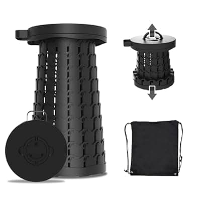 VIVETERA Upgraded Collapsible Stool with Max Load Capacity 330lbs Portable Telescoping & Folding Design Retractable Seat for Camping, Gardening, Fishing & Outdoor Adventures​ (Black)
